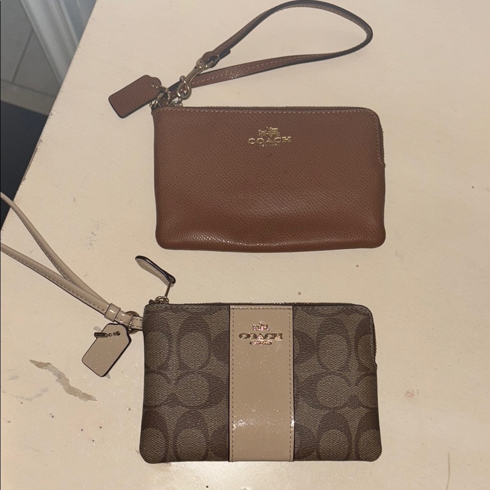 Coach Brown and Tan Wristlet Set